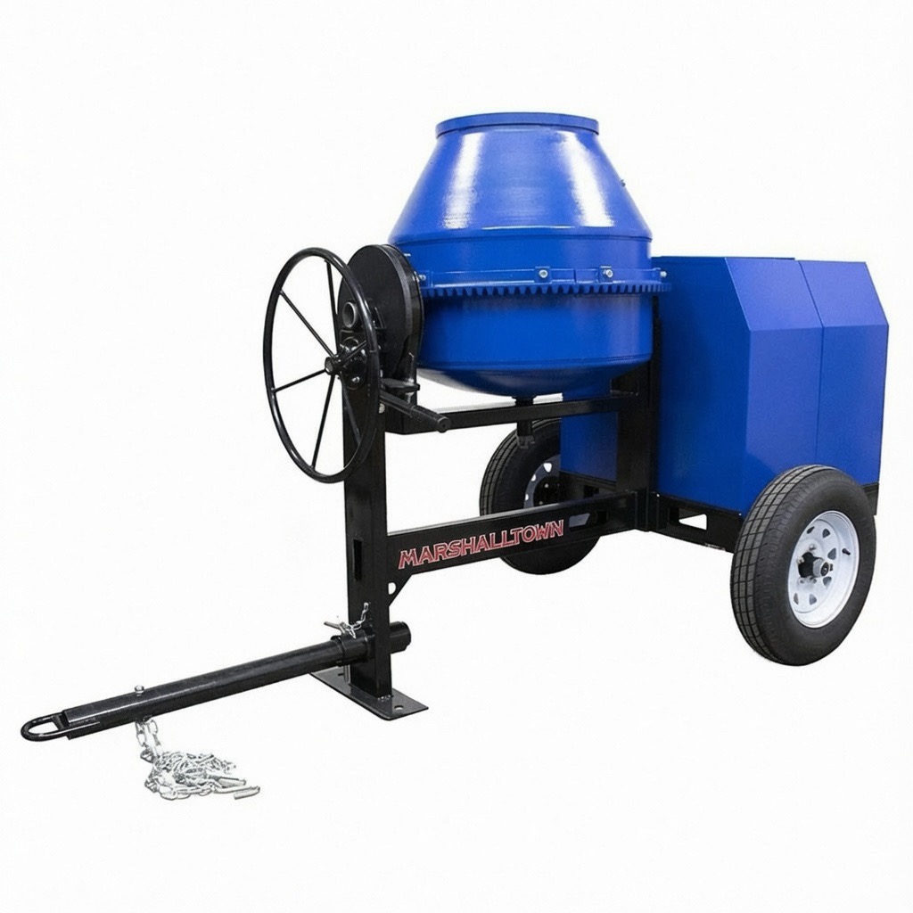 MARSHALLTOWN Gas-Powered Concrete Mixer: For use with Concrete, 6 cu ft Drum Capacity, Steel Drum